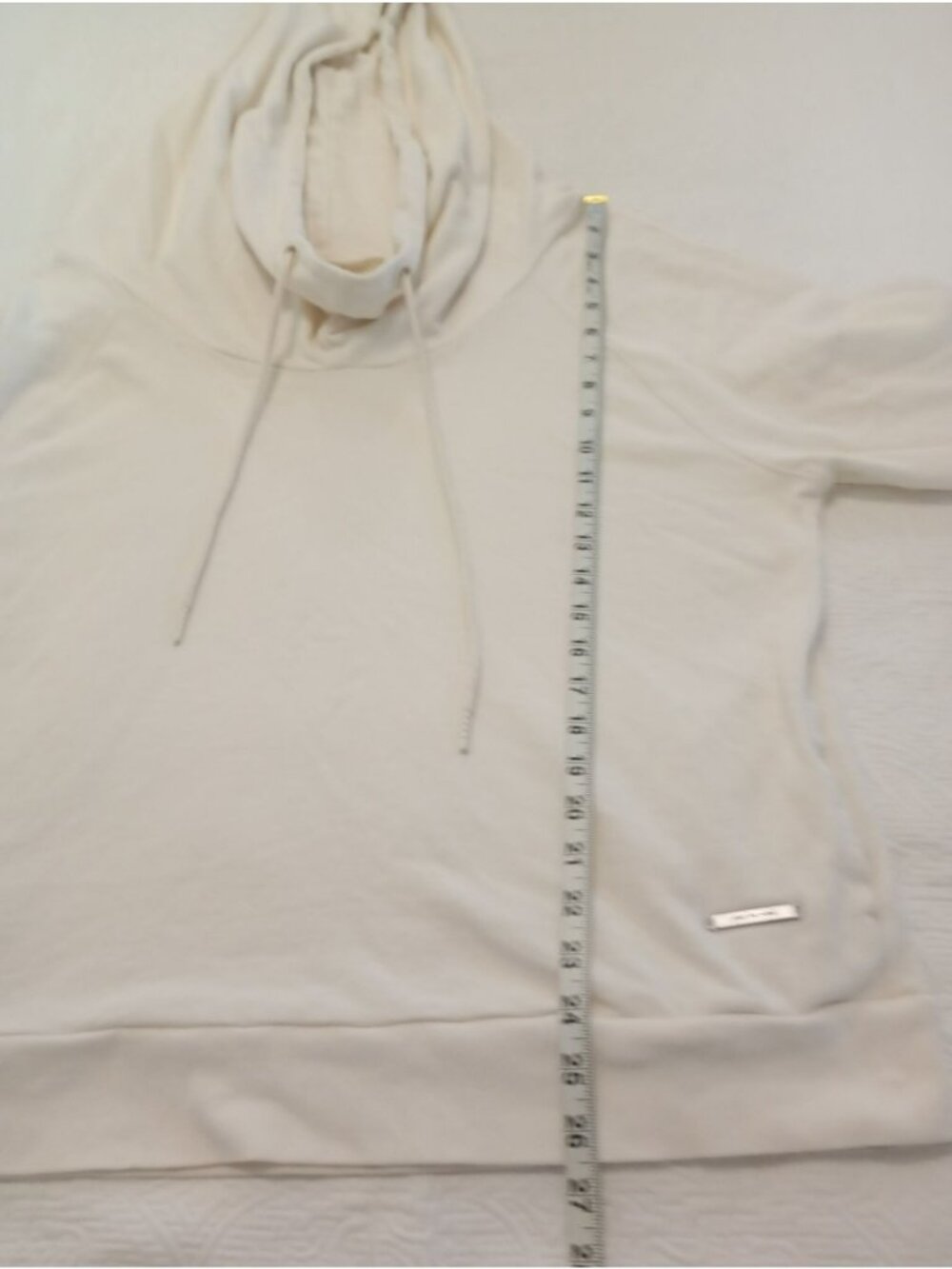 Peace Love World Womens Ivory Hoodie Size Large Cotton Blend Relaxed Fit - Picture 9 of 11
